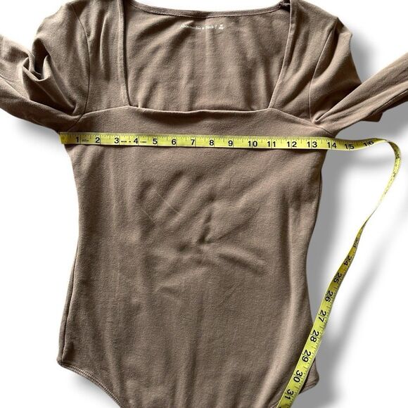 Abercrombie & Fitch Women’s Square Neck Long Sleeve Bodysuit Brown Medium - Picture 9 of 9